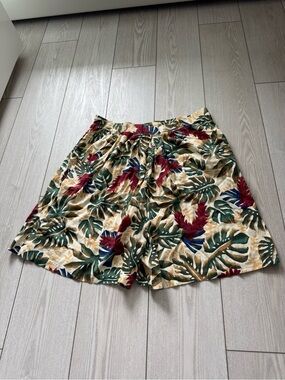 Hello Hatties Hawaiian original wide leg shorts XL tan green red summer vintage